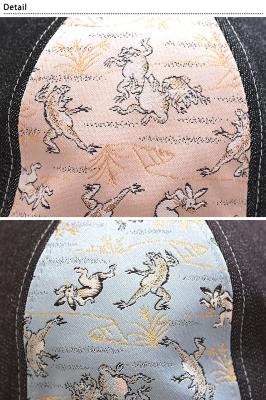 手描き友禅 名古屋帯 鳥獣戯画＜灰青（はいあお）＞｜京都の着物