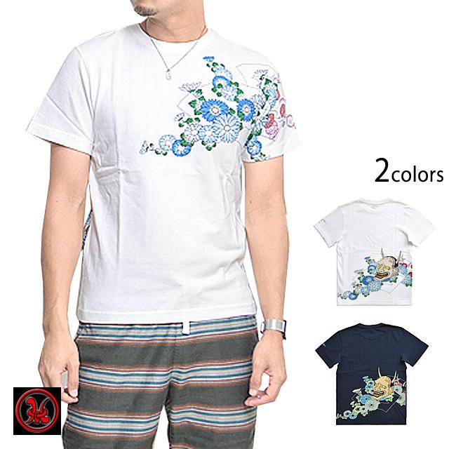 おトク情報がいっぱい！ クロップドヘッズ 般若菊半袖Tシャツ 和柄 HEADS CROPPED 和風 トップス