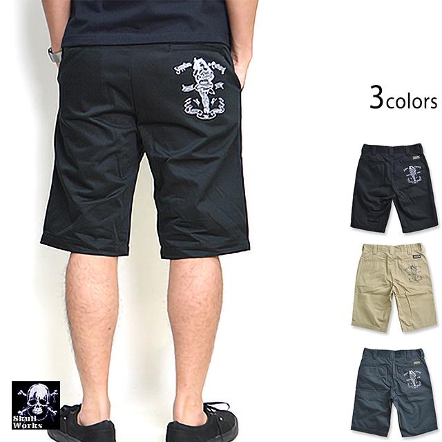 PGGG ロゴ ショーツ ホワイト ブラック ラッキーガールショーツ◇スカルワークス/141511送料無料