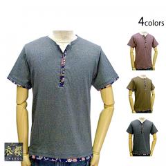 ヘンリーネックTシャツ「小花文様」◆衣櫻