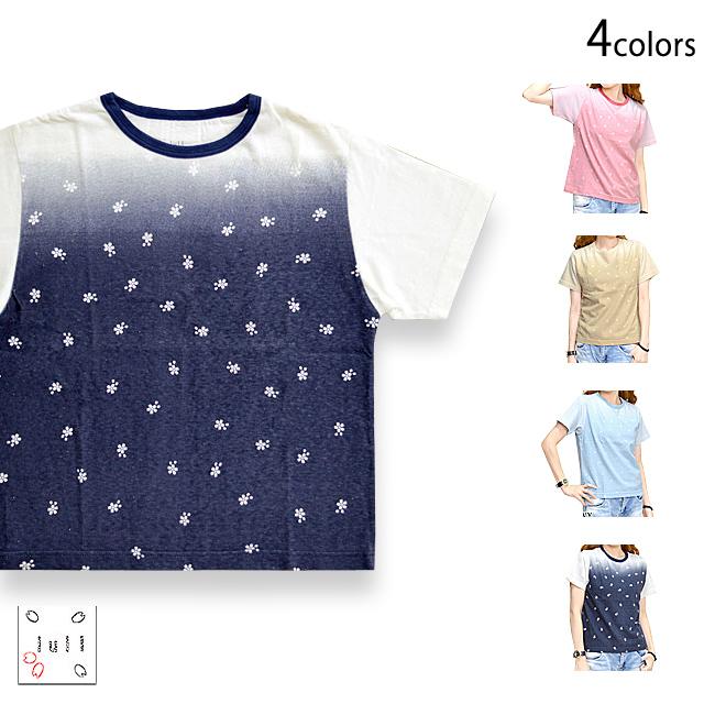桜柄グラデーション半袖Tシャツ lull レディース ラル 和柄 和風