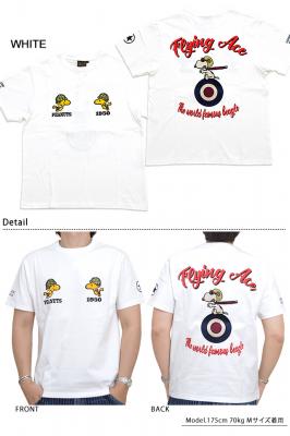 ロウブロウナックル×スヌーピー Flying Ace半袖Tシャツ ロウブロウ 