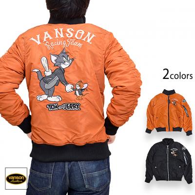 vanson×TOM＆JERRY 刺繍MA-1フライトジャケット◆vanson