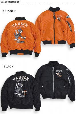 vanson×TOM＆JERRY 刺繍MA-1フライトジャケット◆vanson