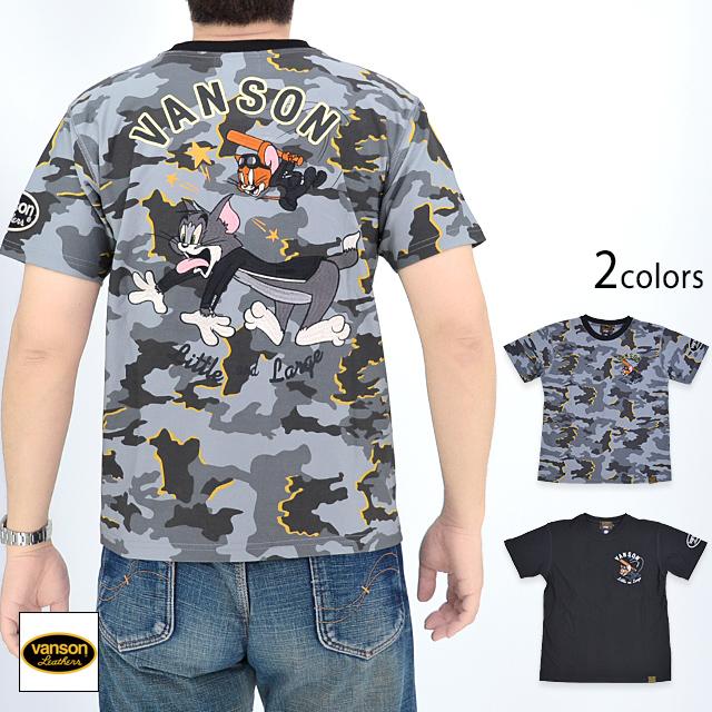 vanson×TOM＆JERRY 吸汗速乾ドライ半袖Tシャツ vanson TJV-2422