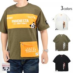 ツイル切替サコッシュ風ポケット付き半袖Tシャツ◆PANDIESTA JAPAN