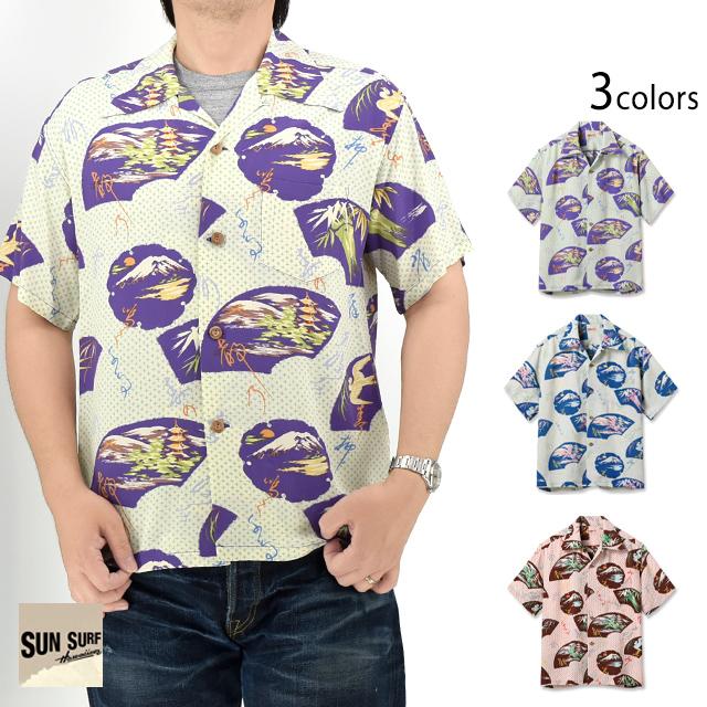 SUN SURF レーヨンアロハシャツ 和柄 オープンカラーシャツ M SPECIAL EDITION レーヨンアロハシャツ「SASA TORA」 SUN SURF