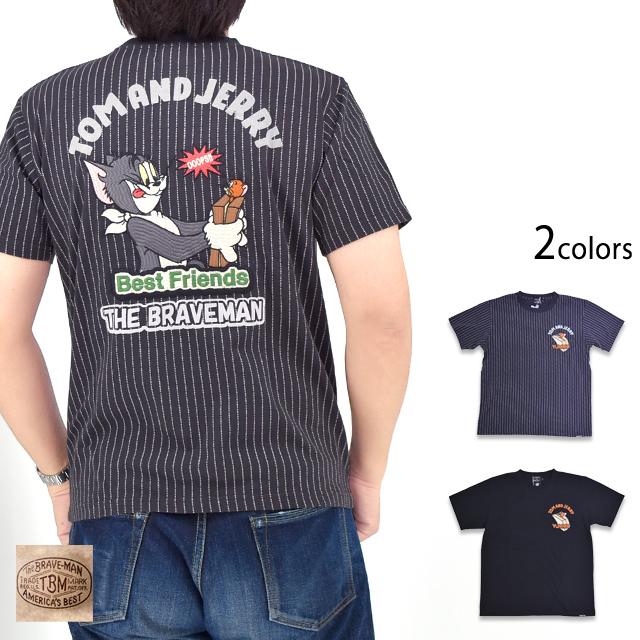 BR×TOM＆JERRYコラボ 天竺半袖Tシャツ The BRAVE-MAN TJB-2504 ブレイブマン トムとジェリー 刺繍 BR×TOM＆JERRYコラボ 天竺半袖Tシャツ The BRAVE-MAN TJB-2504