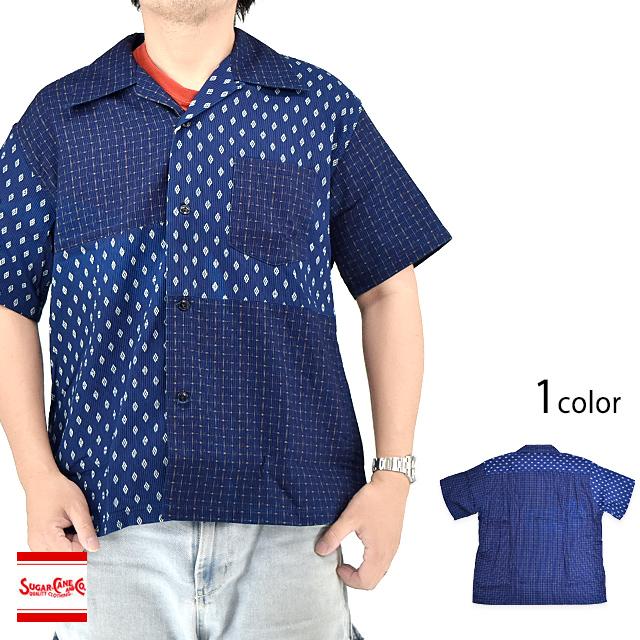 インディゴコードピケ クレイジー半袖オープンシャツ SUGER CANE SC39525 シュガーケーン 東洋エンタープライズ インディゴコードピケ クレイジー半袖オープンシャツ SUGER CANE