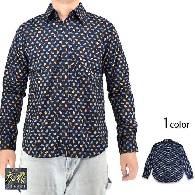 服 長袖レギュラーカラーシャツ「亀モノグラム」◇衣櫻|新着商品