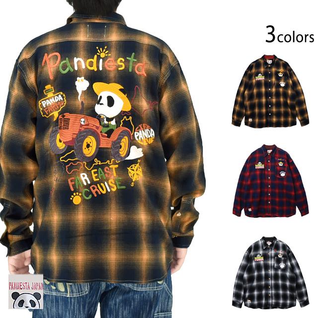 パンダの工房204 ファーマーズパンダ オンブレチェック長袖シャツ PANDIESTA JAPAN