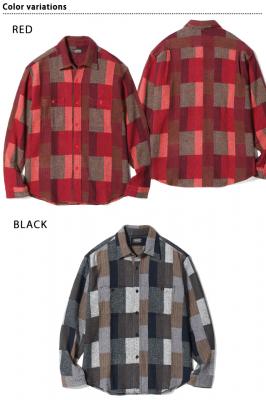 _pb`[N[NVc/RANDOM PATCHWORK WORK SHIRTSUGER CANE