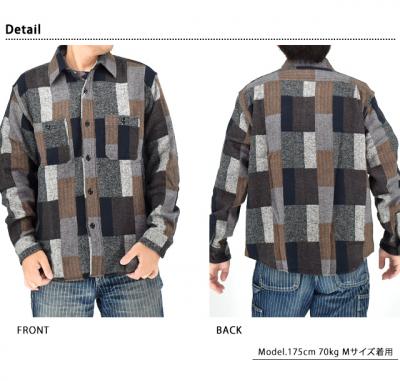 _pb`[N[NVc/RANDOM PATCHWORK WORK SHIRTSUGER CANE