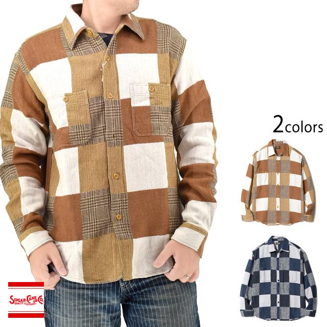 パッチワークチェック長袖ワークシャツ/PATCHWORK CHECK WORK SHIRT