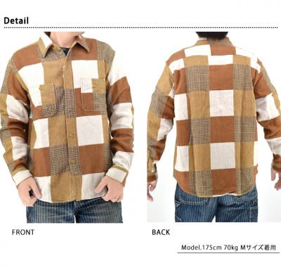 pb`[N`FbN[NVc/PATCHWORK CHECK WORK SHIRTSUGER CANE