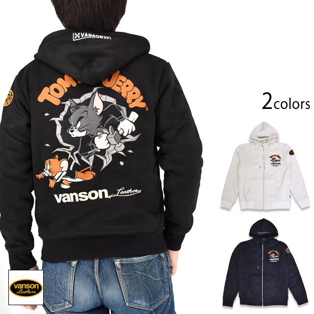 池*童様 Chevon パーカー ブラック XL ヴィレバンコラボ TOM＆JERRYコラボ 裏ファー起毛ボンディングジップパーカー vanson TJV
