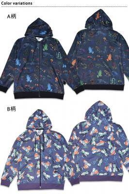 寝るまで気持ちいい総柄スムースZIPフーディー◆go slow caravan