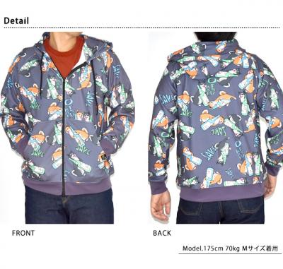 寝るまで気持ちいい総柄スムースZIPフーディー◆go slow caravan