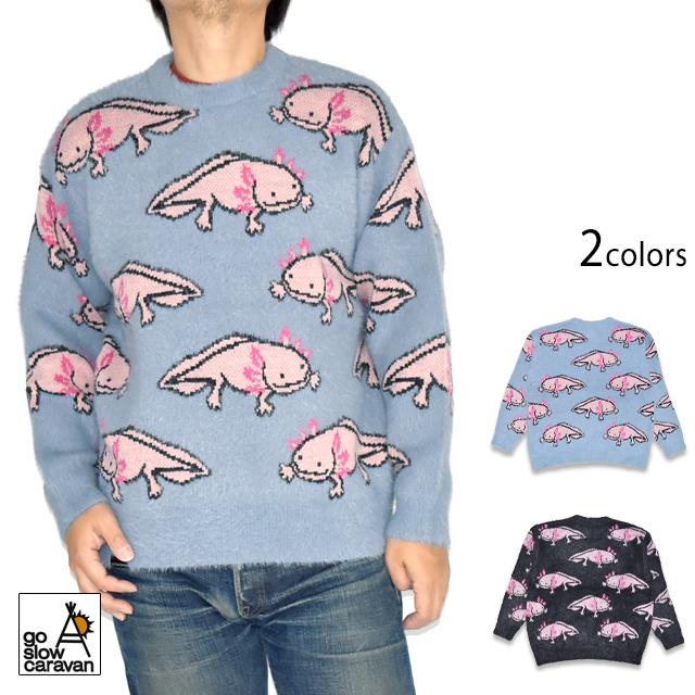 ウーパールーパー シャギーMIXジャガードニットBIGセーター go slow