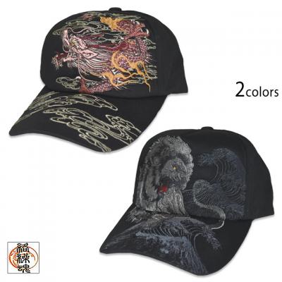 和柄刺繍ツイルキャップ◆絡繰魂