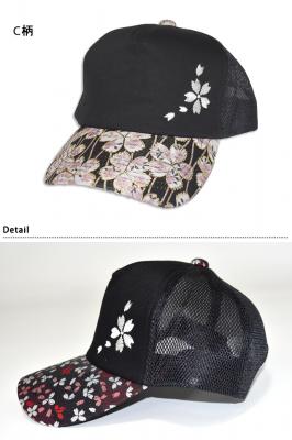 桜金襴切替×ワンポイント刺繍メッシュキャップ◆TARGET(ターゲット)