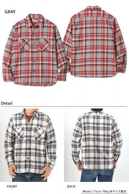 ツイルチェックワーク長袖シャツ◆SUGER CANE