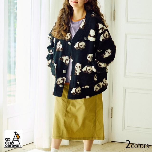 オリジナルジャガードボアコンチョカーディガン go slow caravan レディース 350216 ゴースローキャラバン 羊 パンダ オリジナルジャガードボアコンチョカーディガン go slow caravan