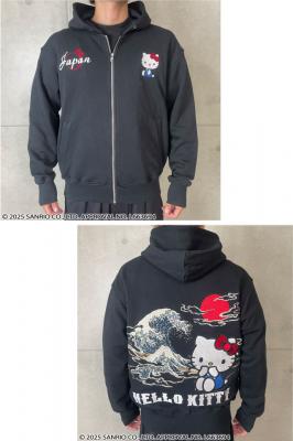 Hello Kitty×絡繰魂コラボ UKIYOEスウェットジップパーカー◆絡繰魂