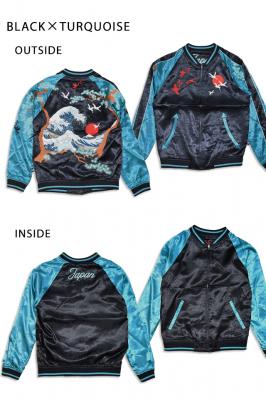 【楔】「浮世絵ノ大波」ALL刺繍リバーシブルスカジャン◆LIN