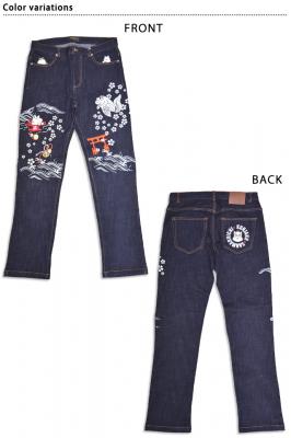 狐今昔蛙と親父蛙デニムパンツ◆今昔