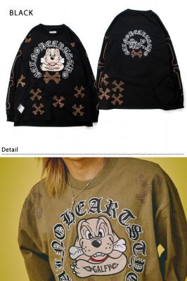 ピカピカ骨骨ロングTシャツ◆GALFY