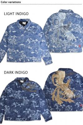 鳳凰ジャガードデニム中綿ジャケット◆絡繰魂