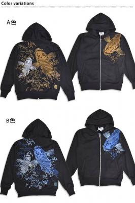 夫婦鯉フェイクスウェードパーカー◆絡繰魂