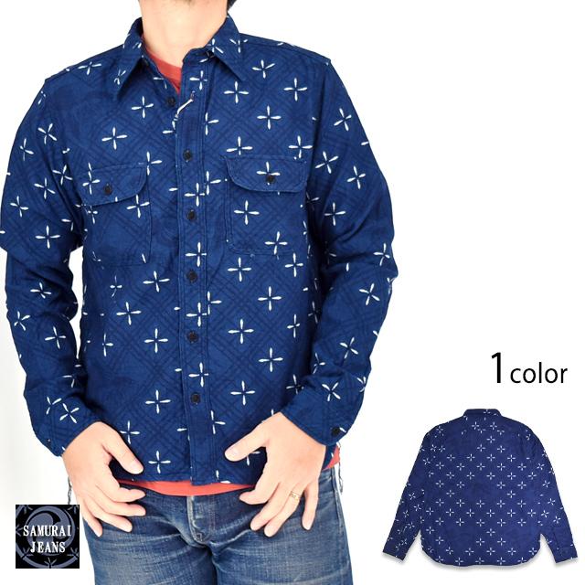 業平菱金魚柄ジャガードワーク長袖シャツ◇サムライジーンズ｜SAMURAI