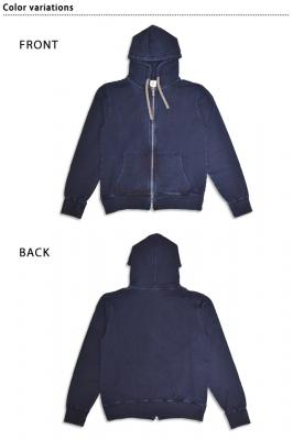 柿渋染めインディゴスウェットジップパーカー◆サムライジーンズ