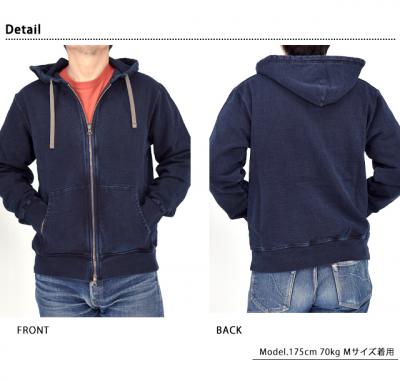 柿渋染めインディゴスウェットジップパーカー◆サムライジーンズ