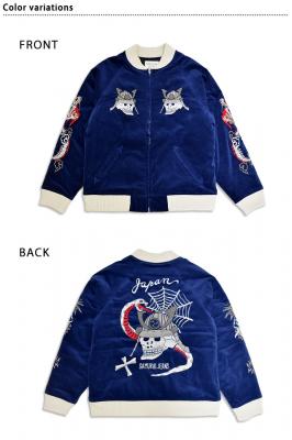 インディゴ別珍スカジャン◆サムライジーンズ