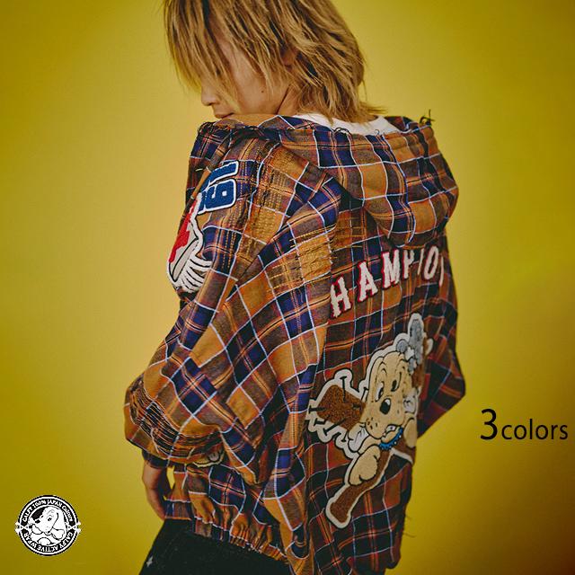 ワッペンだらけチェックパーカー GALFY 153075 ガルフィー ゆったりめ オーバーサイズ ユニセックス ワッペンだらけチェックパーカー GALFY 153075 ガルフィー ゆったりめ