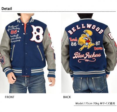 30oz. WOOL MELTON AWARD JACKET「BLUE PECKERS」◆WHITES VILLE