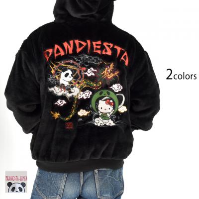 Hello Kitty×Pandiesta 風神キティと雷神パンダフェイクファーパーカー◆PANDIESTA JAPAN