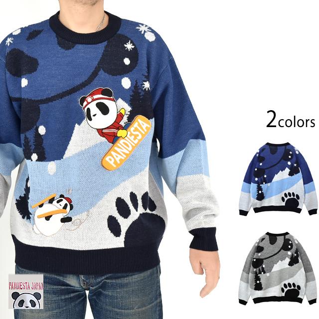 雪遊びパンダジャガードクルーニット◇PANDIESTA JAPAN｜長袖トップス