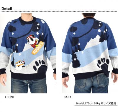 雪遊びパンダジャガードクルーニット◆PANDIESTA JAPAN