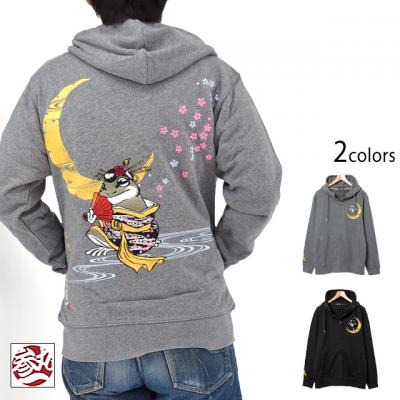 蛙桜花魁道中ジップパーカー◆参丸一