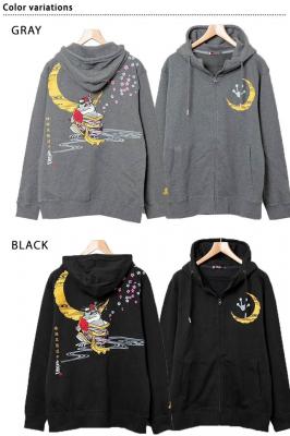 蛙桜花魁道中ジップパーカー◆参丸一