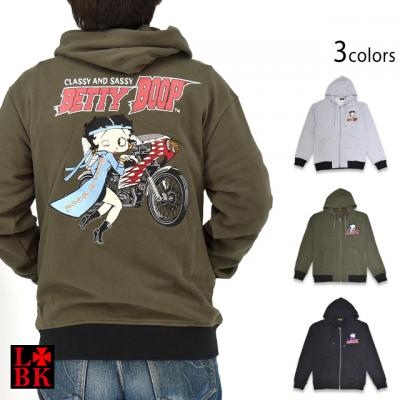 LBK×BETTY 特攻BETTYフルジップスウェットパーカー◆ロウブロウナックル