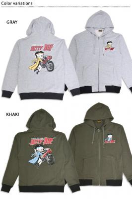 LBK×BETTY 特攻BETTYフルジップスウェットパーカー◆ロウブロウナックル