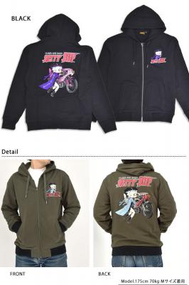 LBK×BETTY 特攻BETTYフルジップスウェットパーカー◆ロウブロウナックル