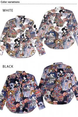 長袖レギュラーカラーシャツ「浮世絵」◆衣櫻