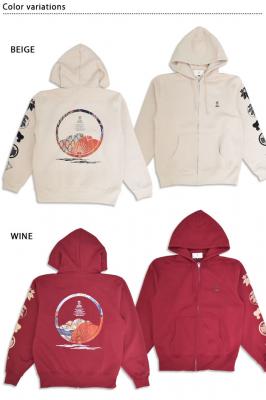 江戸反物裏起毛ジップパーカー◆喜人