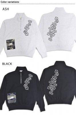 唐草スタンドハーフジップスウェット◆喜人